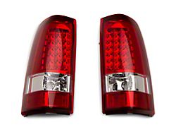 LED Tail Lights; Chrome Housing; Red/Clear Lens (99-02 Silverado 1500 Fleetside)