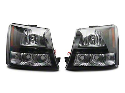 Silverado 1500 Euro Crystal Headlights With Led Drl Matte Black Housing Clear Lens 03 06 Silverado 1500