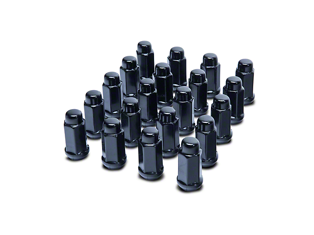 Black XL Acorn Lug Nut Kit; 14mm x 1.5; Set of 24 (99-22 Silverado 1500)