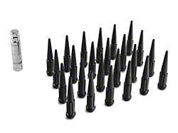 Black Spike Lug Nut Kit; 14mm x 1.5; Set of 24 (99-22 Silverado 1500)