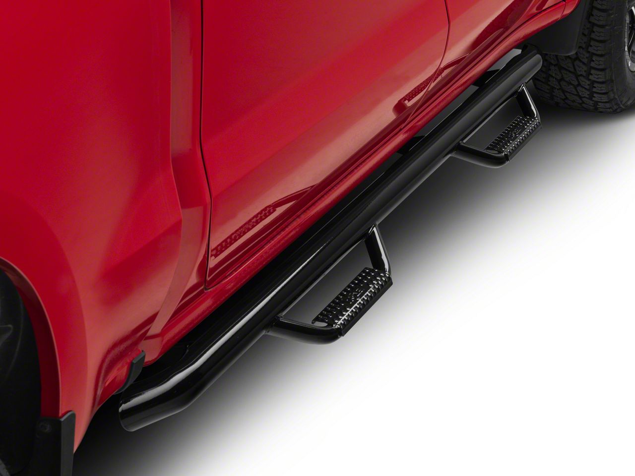 N-Fab Silverado 1500 Cab Length Nerf Side Step Bars; Gloss Black ...