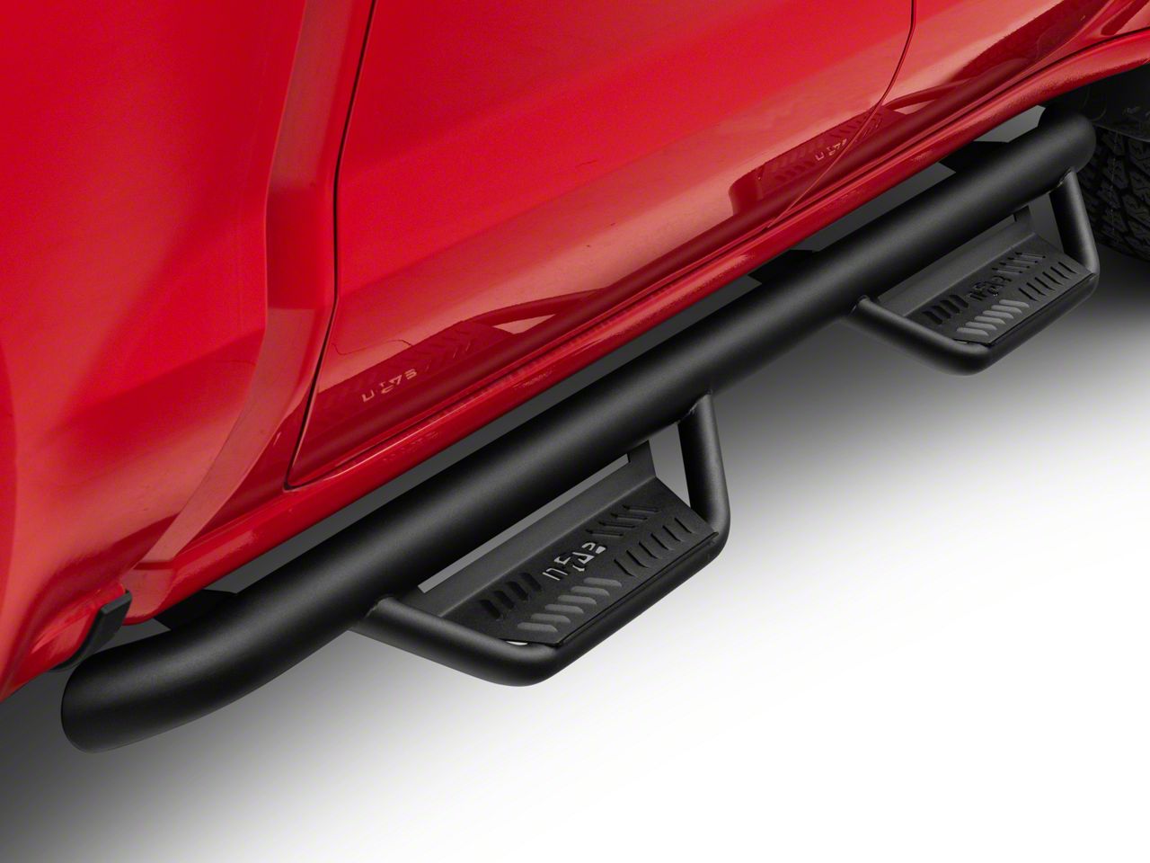 NFab Silverado 1500 Cab Length Podium Nerf Side Step Bars; Textured