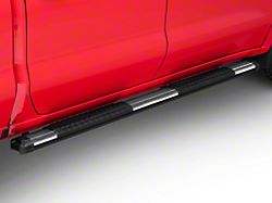 Barricade Saber 5-Inch Aluminum Side Step Bars; Stainless Cover Plates (19-22 Silverado 1500 Crew Cab)