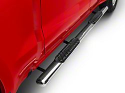 RedRock 4-Inch Oval Straight End Side Step Bars; Stainless Steel (19-22 Silverado 1500 Crew Cab)
