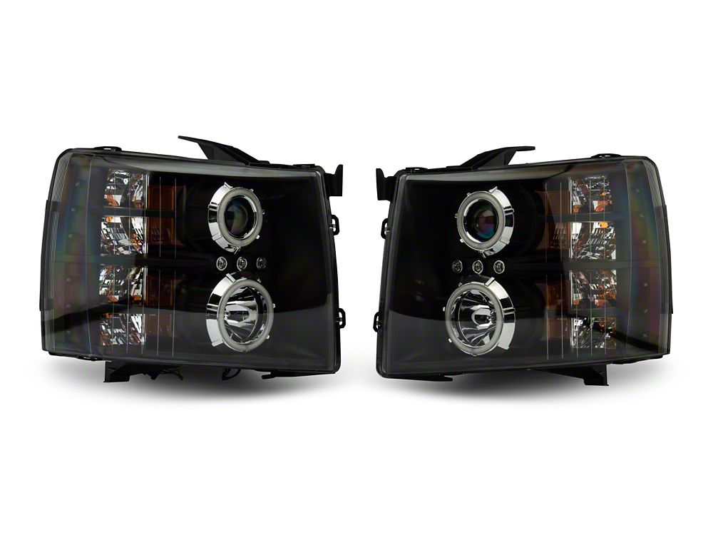 Raxiom Super White LED Halo Projector Headlights; Black