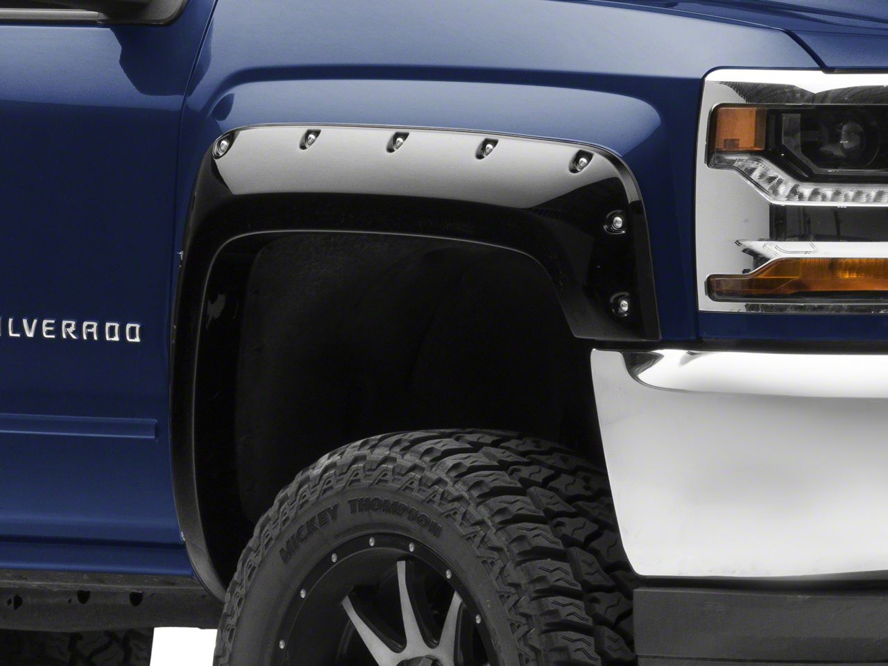 Rough Country Silverado Pocket Fender Flares - Black FC11612GBA (16-18 ...