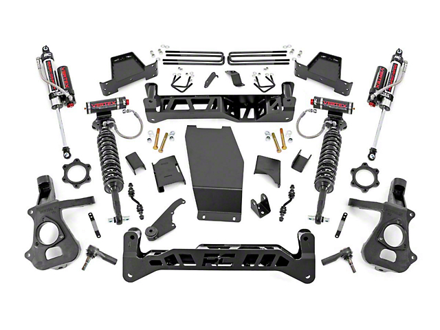 Rough Country 7-Inch Knuckle Suspension Lift Kit with Vertex Adjustable Coil-Overs and Vertex Reservoir Shocks (14-18 4WD Sierra 1500 w/ Stock Cast Steel Control Arms, Excluding Denali)