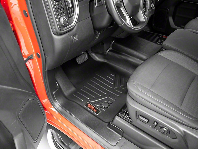 Rough Country Heavy Duty Front and Rear Floor Mats; Black (19-22 Silverado 1500 Crew Cab w/ Front Bench Seat)