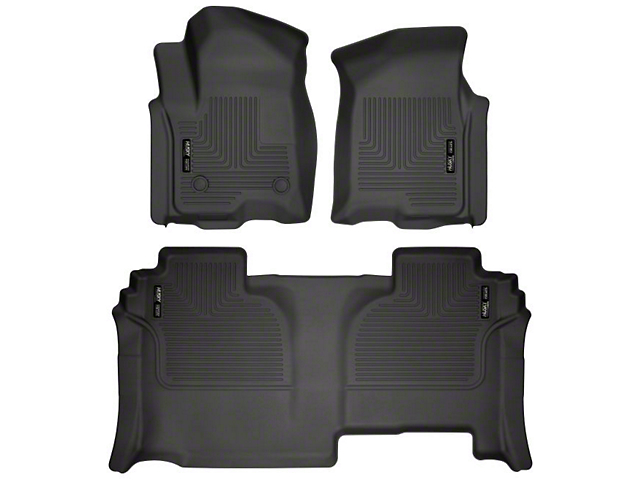 Husky Liners WeatherBeater Front and Second Seat Floor Liners; Black (19-22 Silverado 1500 Double Cab)