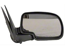 Replacement Powered Non-Heated Foldaway Side Mirror; Passenger Side; Gloss Black Cap (99-02 Silverado 1500)