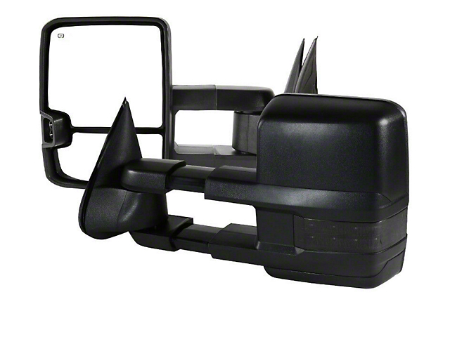 Powered Heated Towing Mirrors with Smoked LED Turn Signals; Black (99-02 Sierra 1500)
