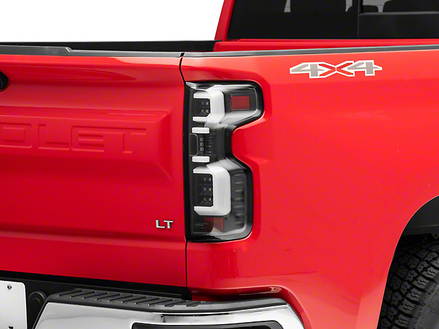 LED Tail Lights; Black Housing; Clear Lens (19-22 Silverado 1500 w/ Factory Halogen Tail Lights)