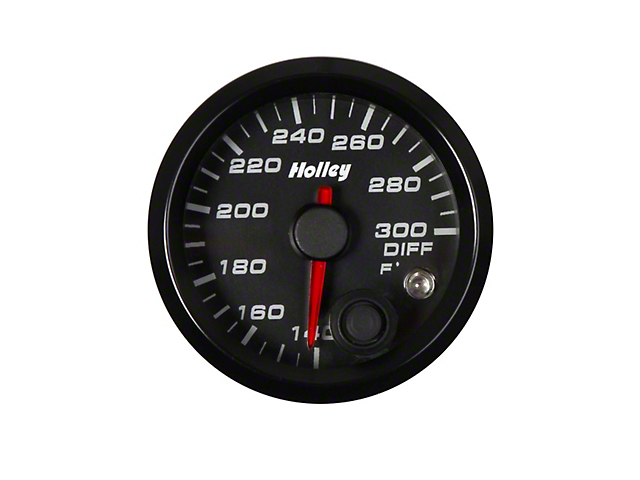 Holley 2-1/16-Inch Analog Style Differential Temperature Gauge; Black (Universal; Some Adaptation May Be Required)