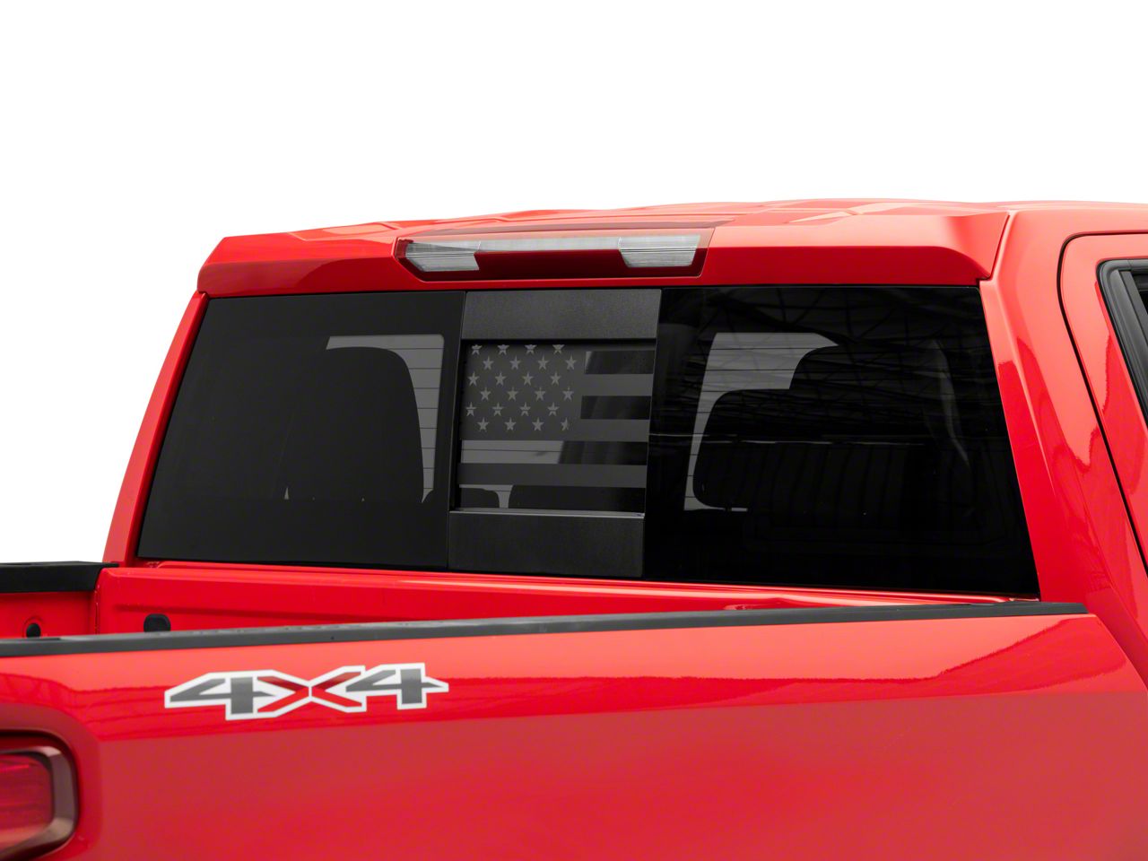 Sec10 Silverado 1500 Middle Window American Flag Decal; Matte Black 