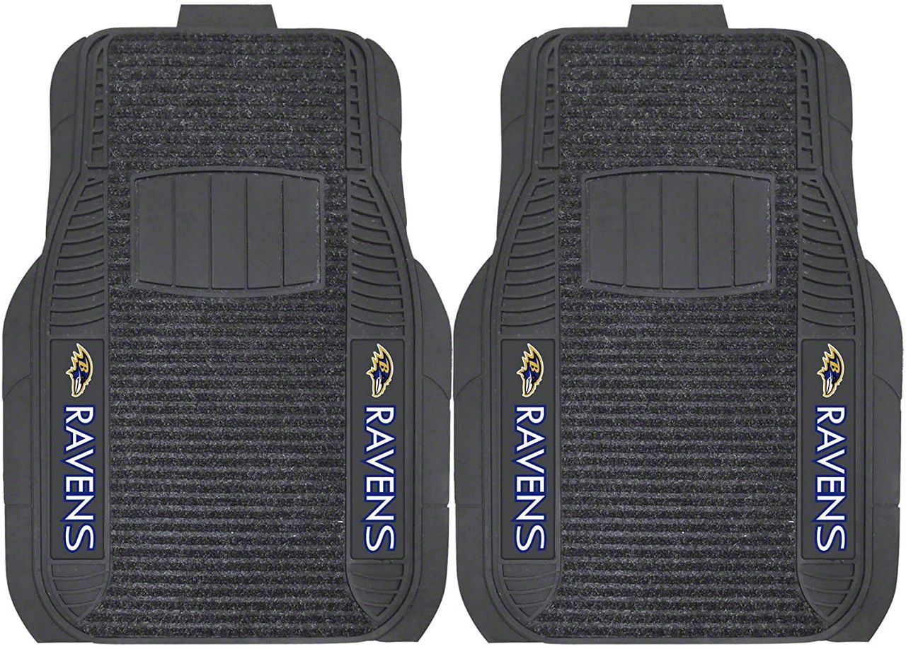 Molded Front Floor Mats with Baltimore Ravens Logo (Universal; Some Adaptation May Be Required)