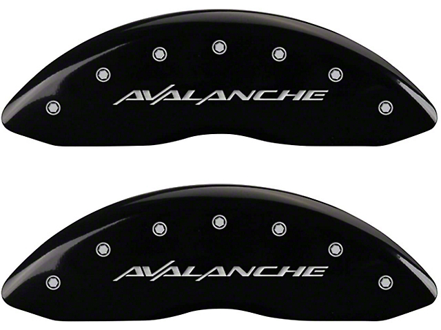 MGP Black Caliper Covers with Avalanche Logo; Front and Rear (07-14 Tahoe)