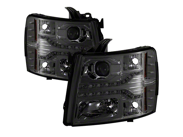 Signature Series Version 2 LED DRL Projector Headlights; Smoke (07-14 Silverado 2500 HD)