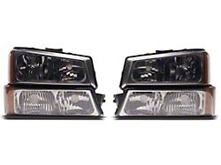 4-Piece Headlights with Amber Corner Lights; Smoked Housing; Clear Lens (03-06 Silverado 1500)