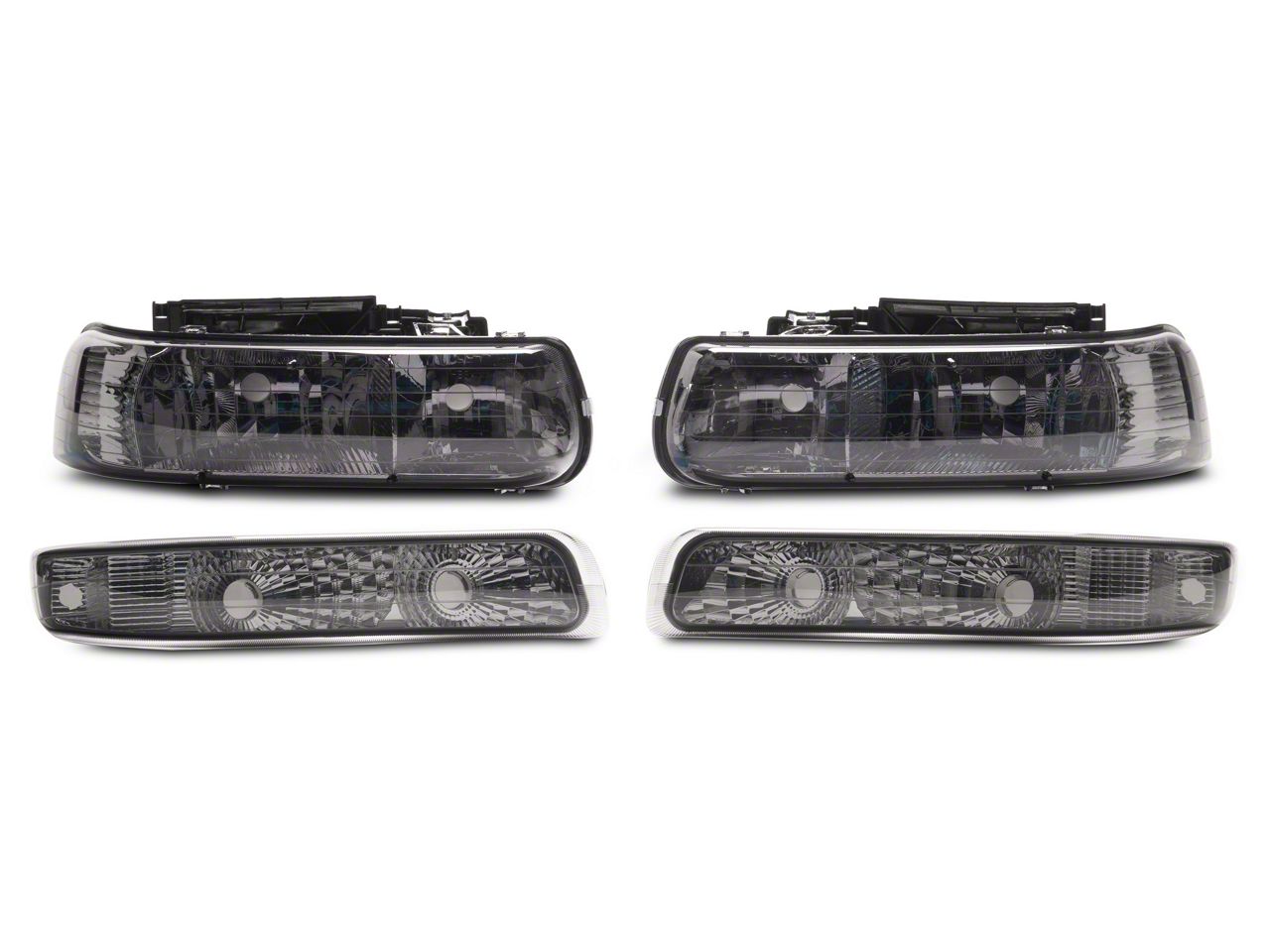 Chrome Smoked Lens LED Tail Light For Chevy Silverado 1st Gen 4pc Pair of Smoked Lens Clear Corner Headlight 