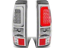 U-Halo LED Tail Lights; Chrome Housing; Clear Lens (03-06 Silverado 1500 Fleetside)