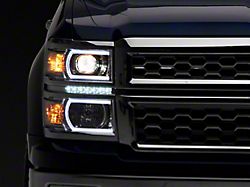 LED DRL Headlights with Clear Corner Nights; Chrome Housing; Clear Lens (14-15 Silverado 1500)
