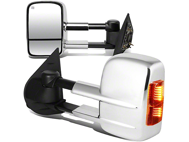 Towing Mirror; Powered; Heated; Amber Signal; Chrome; Pair (08-12 Sierra 2500 HD)