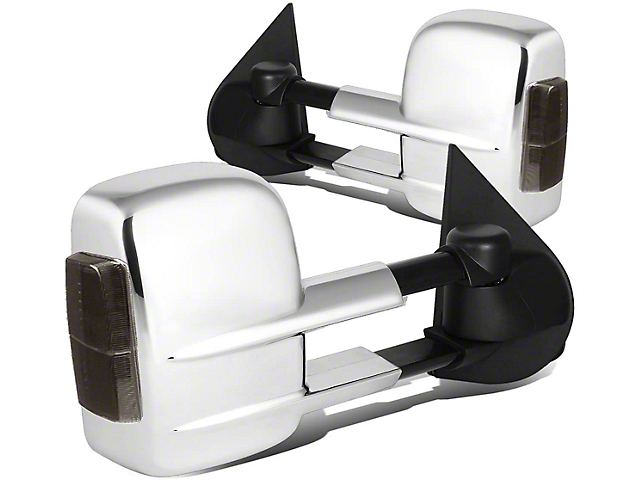 Towing Mirror; Powered; Heated; Smoked Amber LED Signal; Chrome; Pair (15-17 Sierra 2500 HD)
