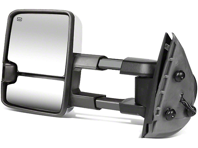 Towing Mirror; Powered; Heated; Smoked Amber LED Signal; Chrome; Left (07-14 Sierra 2500 HD)