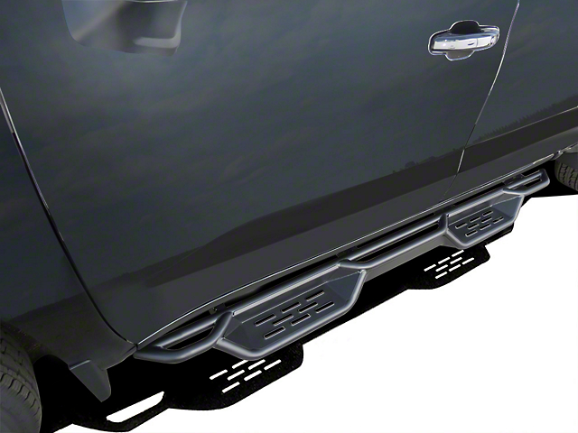 Round Tube Drop Style Nerf Side Step Bars; Black (20-23 Sierra 2500 HD Crew Cab)