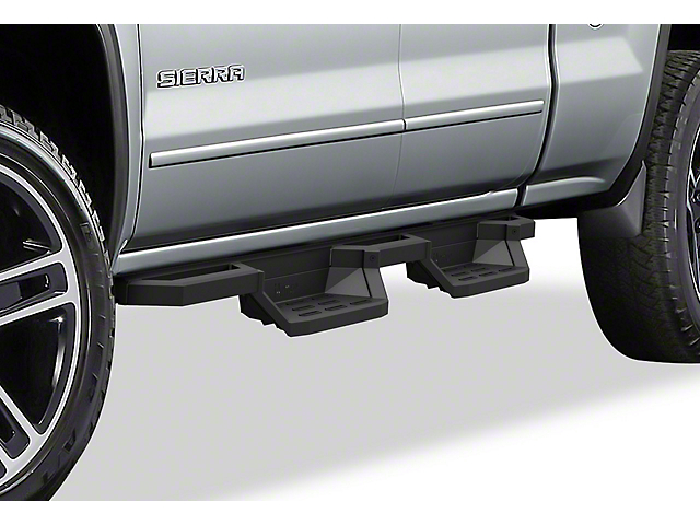 Square Tube Drop Style Nerf Side Step Bars; Matte Black (07-19 Silverado 2500 HD Extended/Double Cab)