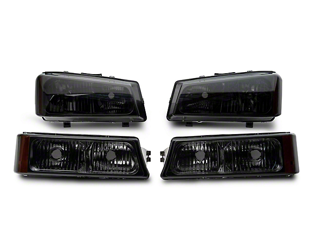 Axial OEM Style Replacement Headlights; Chrome Housing; Smoked Lens (03-06 Silverado 1500)