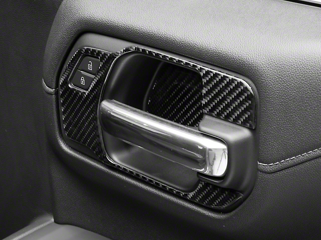 Front Door Handle Surround Accent Trim; Domed Carbon Fiber (19-22 Silverado 1500)