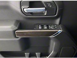 Front Door Switch Accent Trim; Domed Carbon Fiber (19-22 Silverado 1500)
