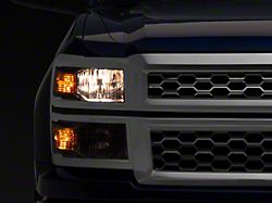 Headlights with Amber Corner Lights; Smoked Housing; Clear Lens (14-15 Silverado 1500)