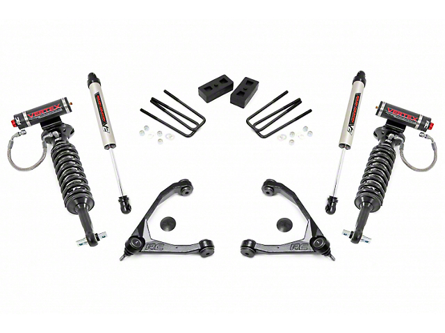 Rough Country 3.50-Inch Upper Control Arm Suspension Lift Kit with Vertex Adjustable Coil-Overs and V2 Monotube Shocks (07-18 2WD Silverado 1500)
