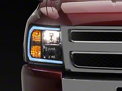 Raxiom Axial Series Headlights with LED Bar; Black Housing; Clear Lens (07-13 Silverado 1500)