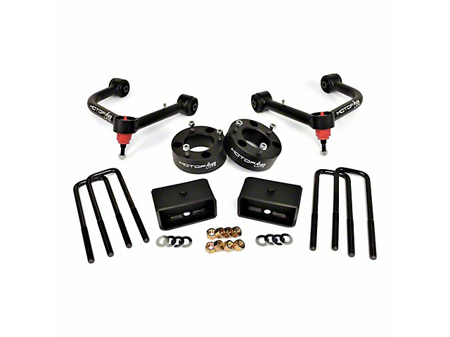 MotoFab 3-Inch Front / 2-Inch Rear Leveling Kit with Upper Control Arms (19-22 Silverado 1500, Excluding Trail Boss)