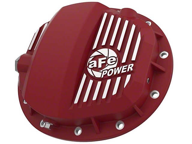 AFE Pro Series Rear Differential Cover with Machined Fins; Red; GMCH 9.5-12 (19-23 Sierra 1500)