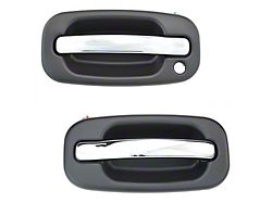 Exterior Door Handles; Front; Chrome and Black (99-06 Sierra 1500)