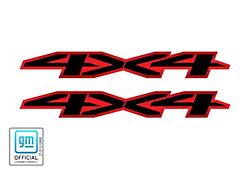 GM 4x4 Decal; Black Fill with Red Gradient (19-22 Silverado 1500)