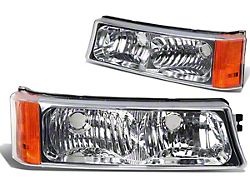 Bumper Lights with Amber Corners; Chrome Housing; Clear Lens (03-06 Silverado 1500)