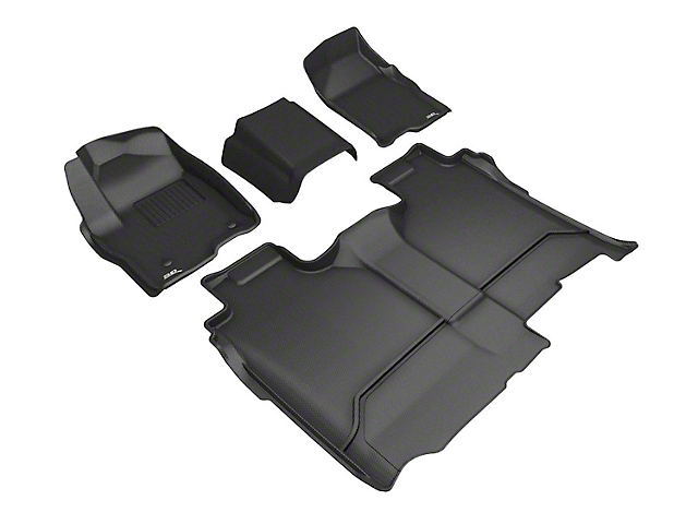 3D MAXpider Custom Fit All-Weather KAGU Series Front and Rear Floor Mats; Black (19-22 Sierra 1500 Crew Cab)