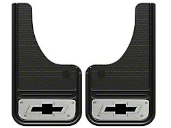 10-Inch x 18-Inch Mud Flaps with Mini Black Bowtie Logo; Front or Rear (Universal; Some Adaptation May Be Required)