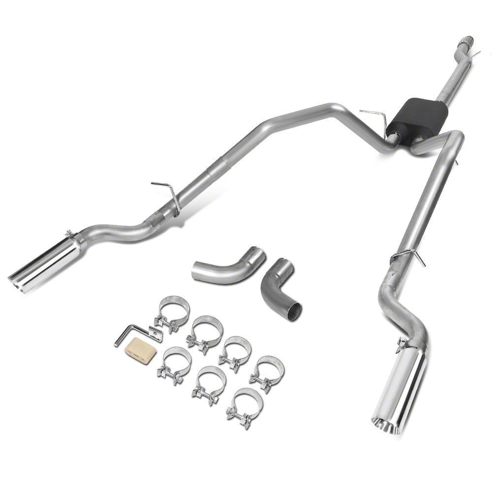 Silverado 1500 Dual Exhaust System with Polished Tips; Rear Exit (1418