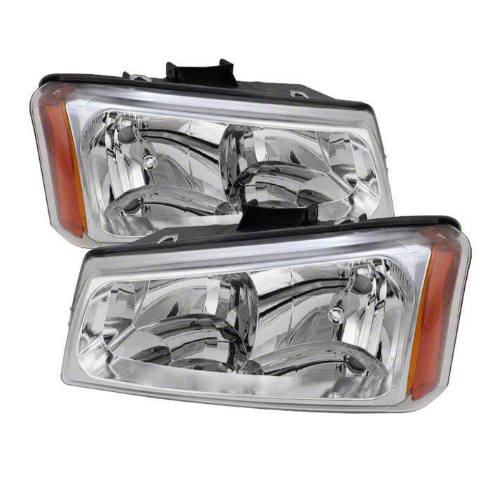 Silverado 1500 Crystal Headlights; Chrome Housing; Clear Lens (03-06 ...