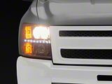 Crystal Headlights with DRL LED Design; Chrome Housing; Clear Lens (07-13 Silverado 1500)