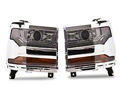LED DRL Projector Headlights with Clear Corners; Chrome Housing; Smoked Lens (16-18 Silverado 1500 w/ Factory HID Headlights)