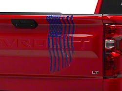 SEC10 Vertical Tailgate Distressed Flag Decal; Blue (99-23 Silverado 1500)