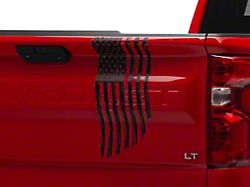 SEC10 Vertical Tailgate Distressed Flag Decal; Matte Black (99-23 Silverado 1500)