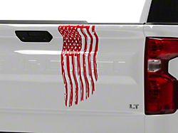 SEC10 Vertical Tailgate Distressed Flag Decal; Red (99-23 Silverado 1500)